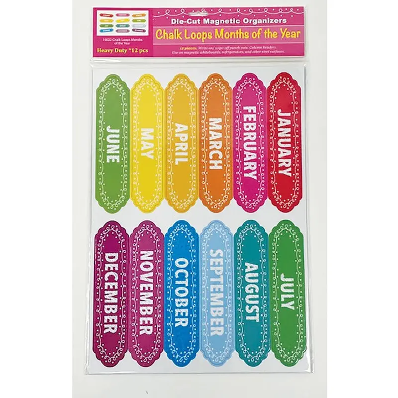 Ashley Magnetic Chalkboard Calendar Months - 12 - Write on/Wipe off - Multicolor (ASH19022) Each