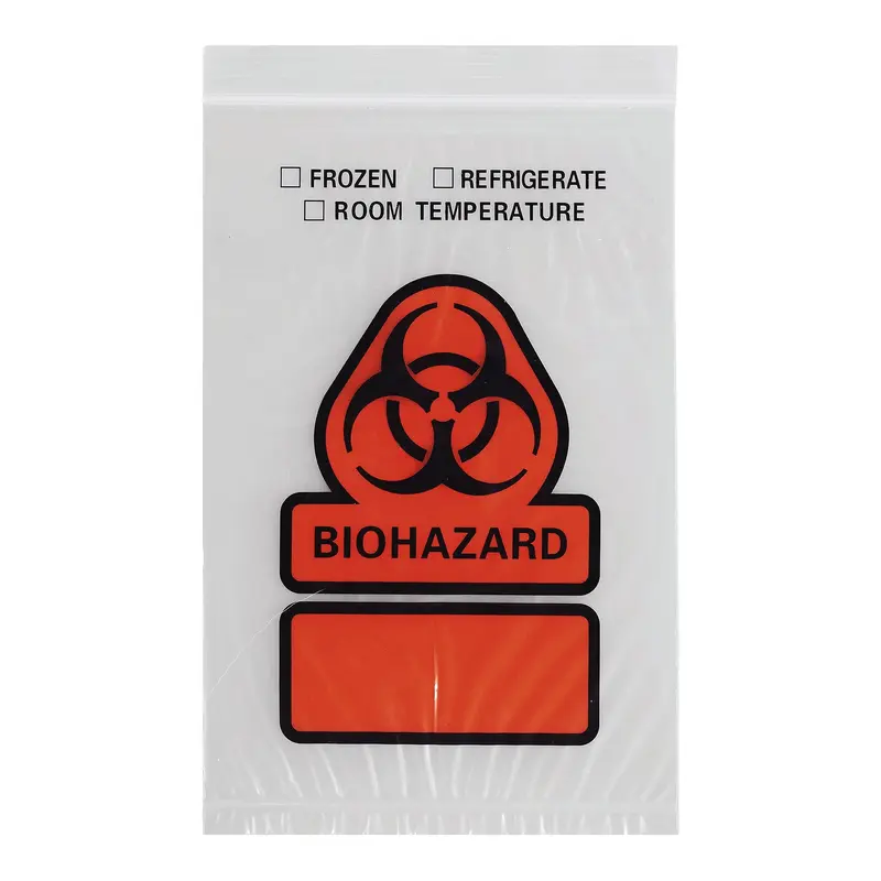 ASP Global LLC Specimen Transport Bag with Document Pouch 6 X 9 Inch Zip Closure Biohazard Symbol / Storage Instructions NonSterile (1038675_CS) 1000/CS