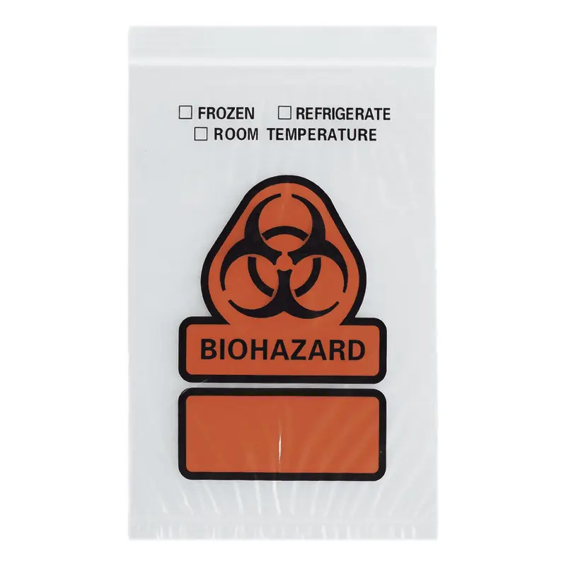 ASP Global LLC Specimen Transport Bag with Document Pouch 8 X 10 Inch Zip Closure Biohazard Symbol / Storage Instructions NonSterile (372077_CS) 1000/CS