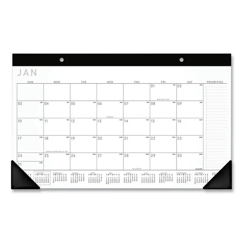 AT-A-GLANCE Contemporary Monthly Desk Pad, 18 x 11, White Sheets, Black Binding/Corners,12-Month (Jan to Dec): 2026 (AAGSK14X00) Each