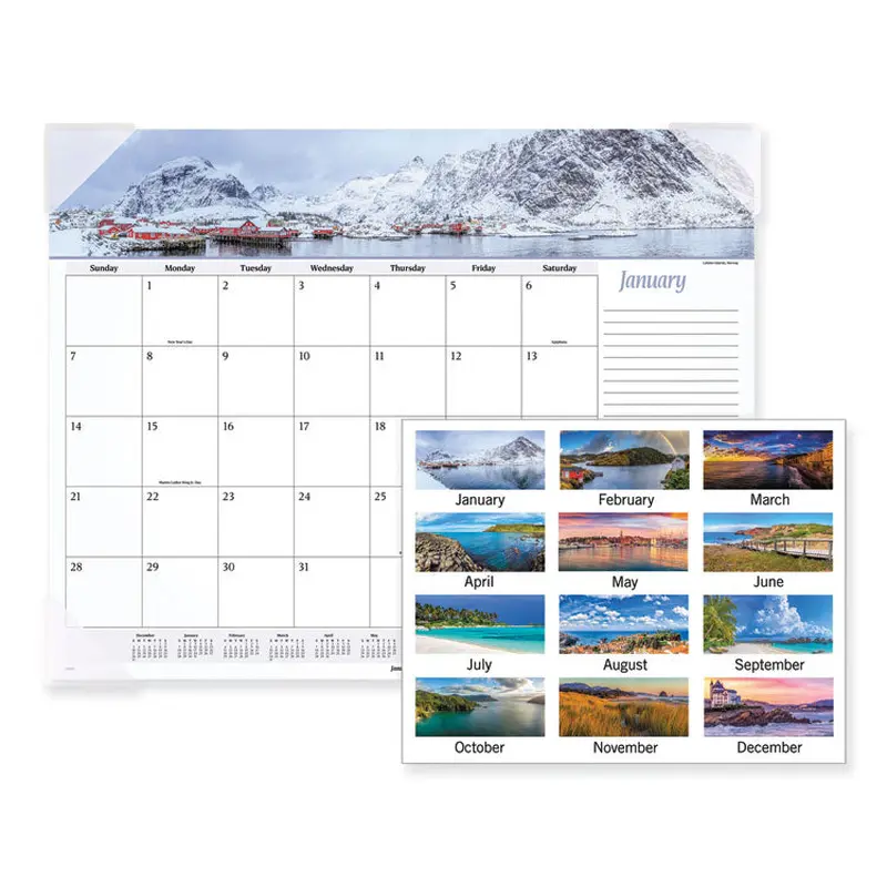AT-A-GLANCE Seascape Panoramic Desk Pad, Seascape Panoramic Photography, 22 x 17, White Sheets, Clear Corners, 12-Month (Jan-Dec): 2026 (AAG89803) Each