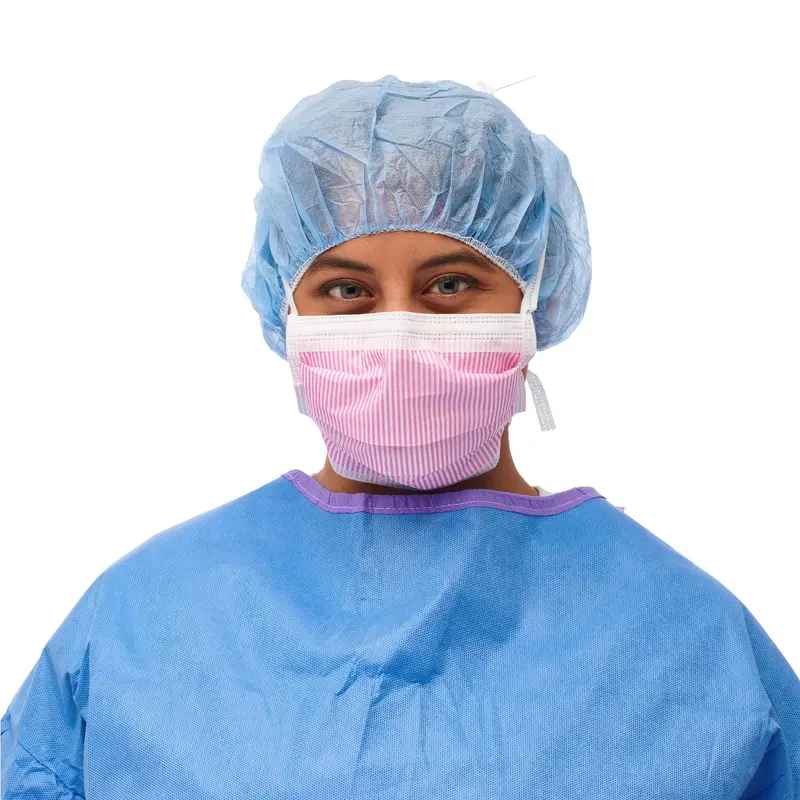 ASTM Level 3 Surgical Face Mask with Anti-Fog Foam Ties ,and Cellulose Inner/Outer Facings, Pink, 50/BX (NON27712Z) Box of 50