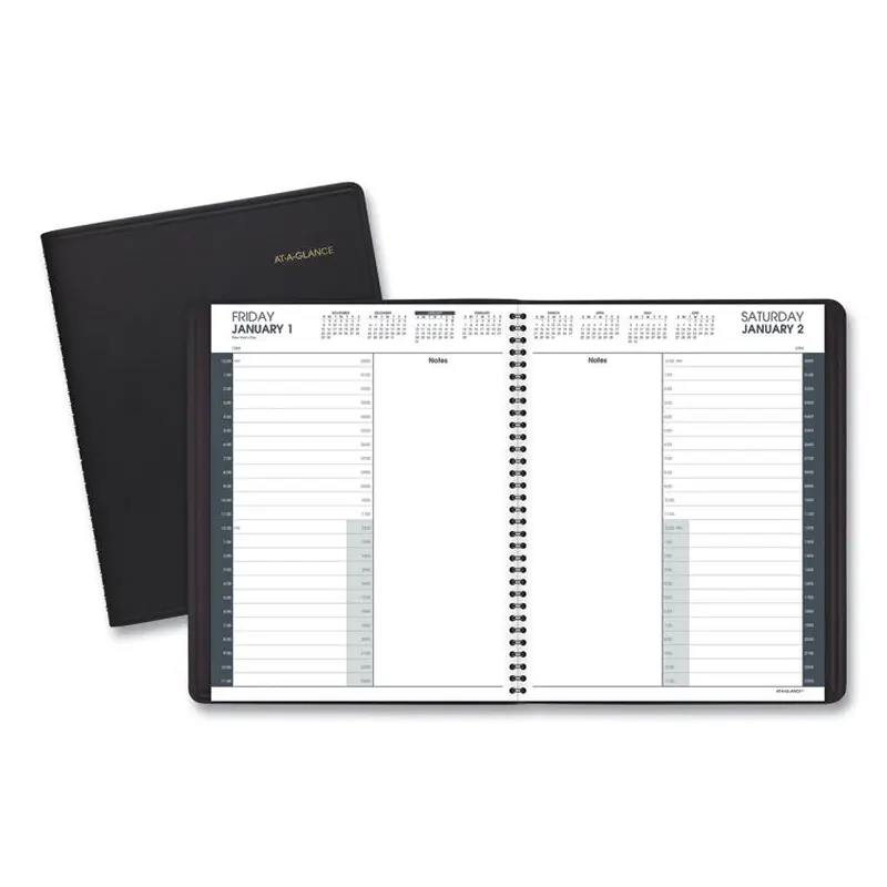 AT-A-GLANCE 24-Hour Daily Appointment Book, 11 x 8.5, Black Cover, 12-Month (Jan to Dec): 2026 (AAG7021405) Each
