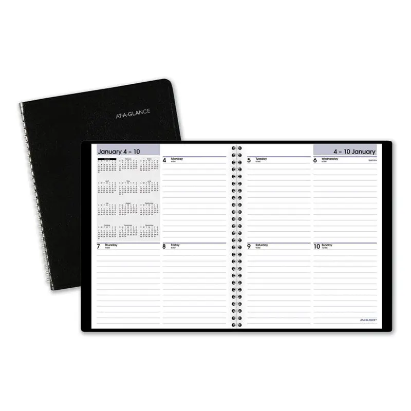 AT-A-GLANCE DayMinder Open-Schedule Weekly Appointment Book, 8.75 x 7, Black Cover, 12-Month (Jan to Dec): 2026 (AAGG53500) Each