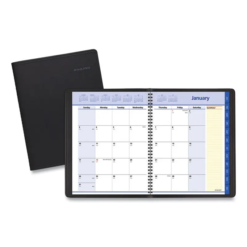 AT-A-GLANCE QuickNotes Monthly Planner, 11 x 8.25, Black Cover, 12-Month (Jan to Dec): 2026 (AAG760605) Each