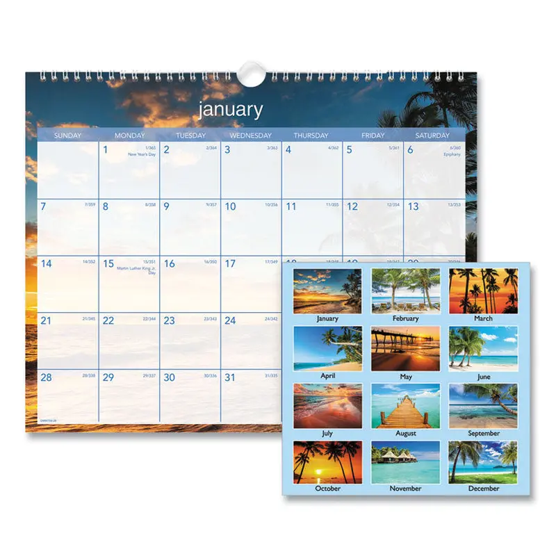 AT-A-GLANCE Tropical Escape Wall Calendar, Tropical Escape Photography, 15 x 12, Pale Blue/Multicolor Sheets, 12-Month (Jan to Dec): 2026 (AAGDMWTE828) Each