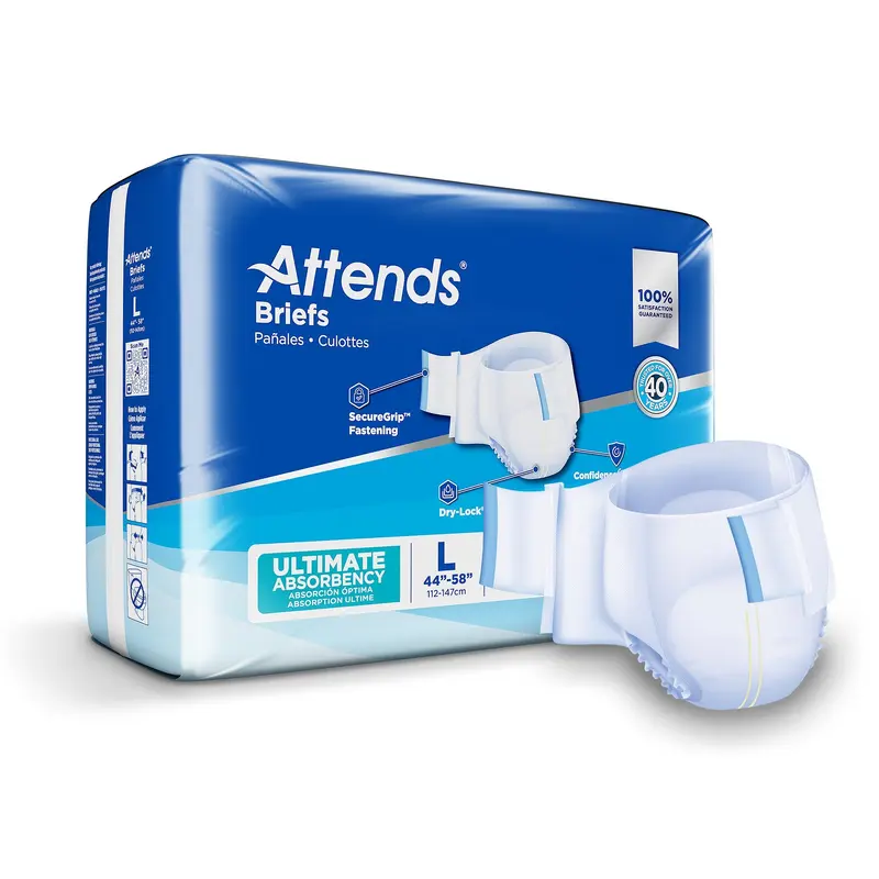 Attends Advanced Unisex Adult Incontinence Brief Large Disposable Heavy Absorbency (950225_BG) 24/BG
