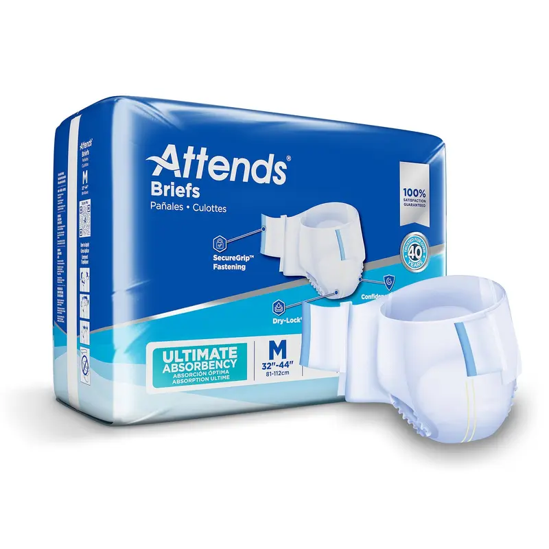 Attends Advanced Unisex Adult Incontinence Brief Medium Disposable Heavy Absorbency (950223_CS) 96/CS