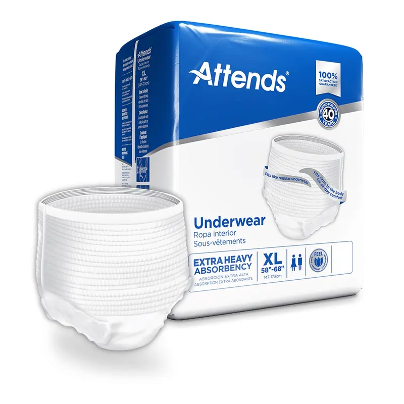 Attends Care Unisex Adult Absorbent Underwear Pull On with Tear Away Seams X-Large Disposable Heavy Absorbency (1028713_BG) 25/BG
