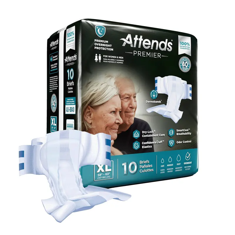 Attends Premier Unisex Adult Incontinence Brief X-Large Disposable Heavy Absorbency (1128075_CS) 40/CS