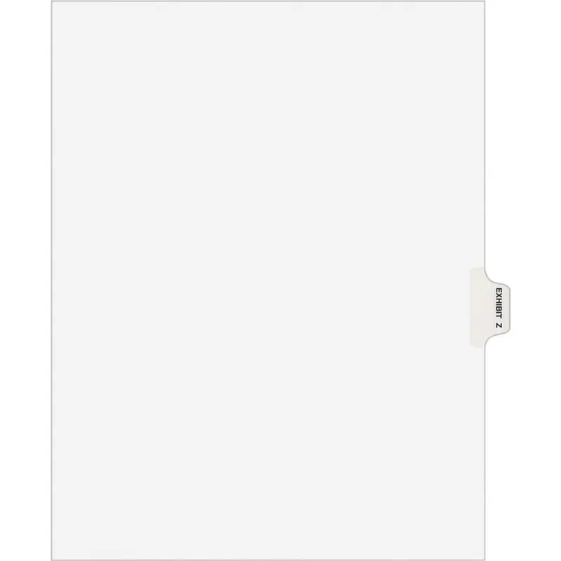 Avery® Avery-Style Preprinted Legal Side Tab Divider, Exhibit Z, Letter, White, 25/Pack (AVE01396) Pack of 25