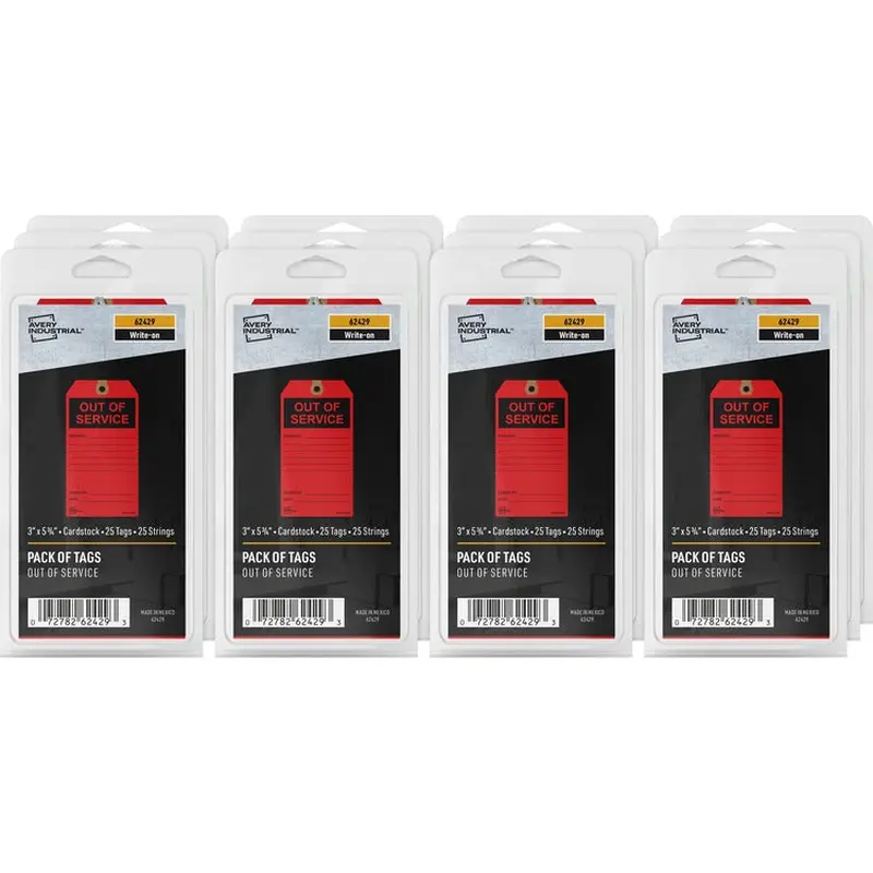 Avery® Preprinted OUT OF SERVICE Red Service Tags - 5.75" Length x 3" Width - 25 / Pack - Card Stock - Red (AVE62429) Each