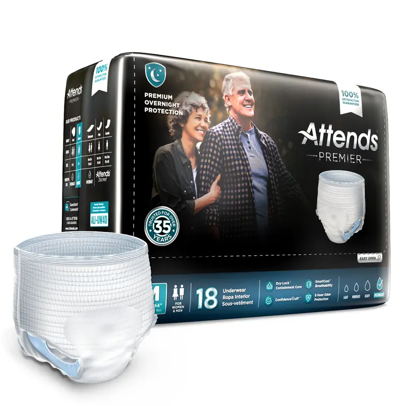 Attends Premier Unisex Adult Absorbent Underwear Pull On with Tear Away Seams Medium Disposable Heavy Absorbency (1128076_CS) 72/CS