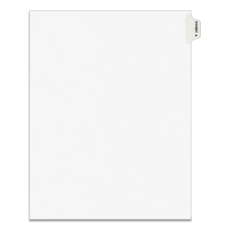 Avery Avery-Style Preprinted Legal Side Tab Divider, 26-Tab, Exhibit A, 11 x 8.5, White, 25/Pack, (1371) (AVE01371) Pack of 25