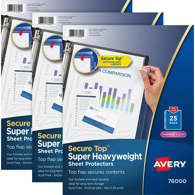 Avery® Sheet Protectors, Super Heavy-weight, Clear (AVE76000BD) Pack of 75