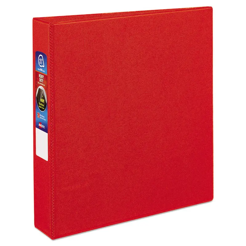 Avery Heavy-Duty Non-View Binder with DuraHinge and One Touch EZD Rings, 3 Rings, 1.5" Capacity, 11 x 8.5, Red (AVE79585) Each