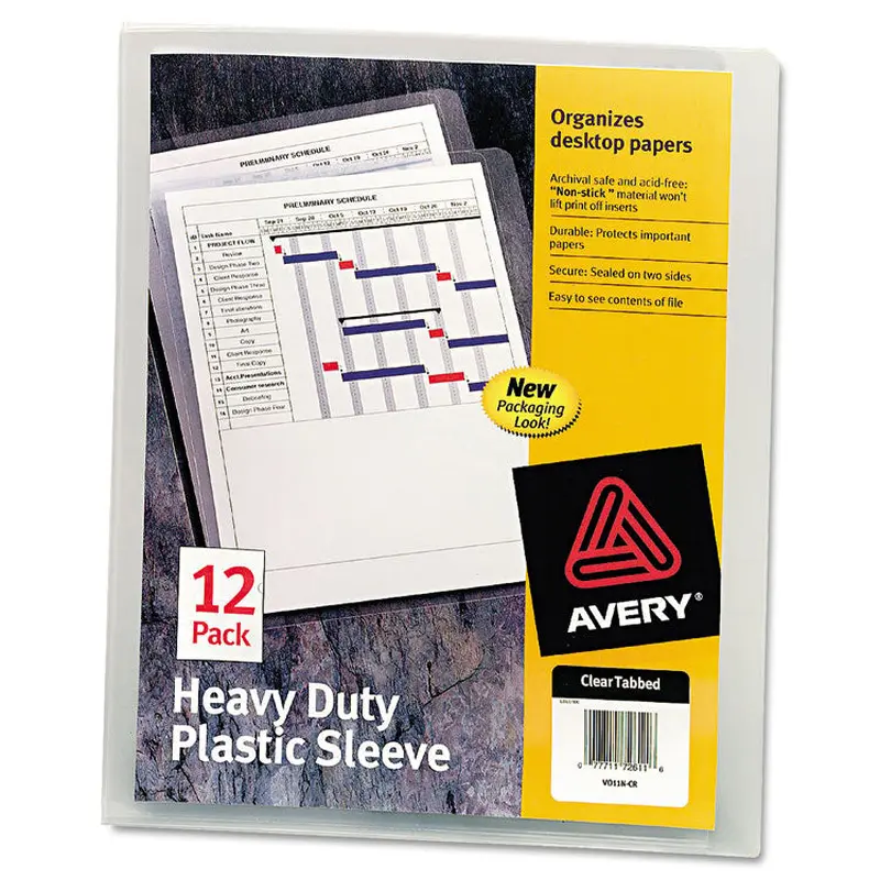 Avery Heavy-Duty Plastic Sleeves, Letter Size, Clear, 12/Pack (AVE72611) Box of 12