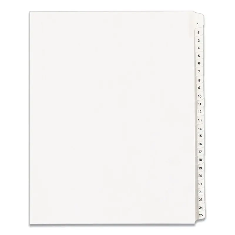 Avery Preprinted Legal Exhibit Side Tab Index Dividers, Allstate Style, 25-Tab, 1 to 25, 11 x 8.5, White, 1 Set, (1701) (AVE01701) Pack of 25