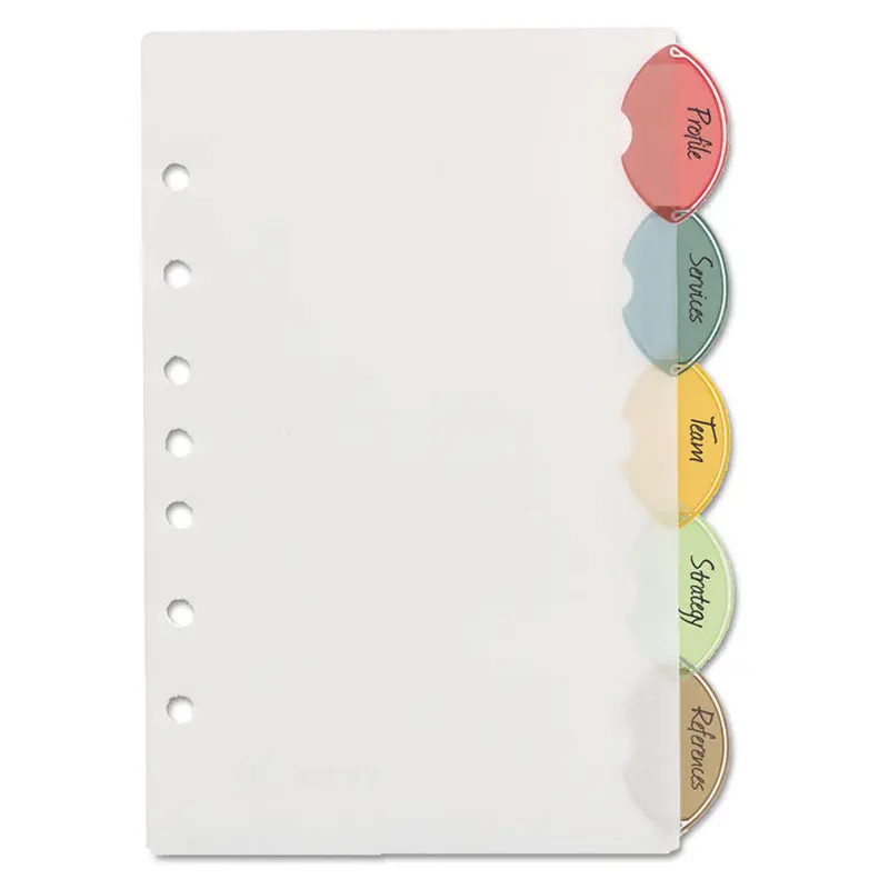 Avery Insertable Style Edge Tab Plastic Dividers, 7-Hole Punched, 5-Tab, 8.5 x 5.5, Translucent, 1 Set (AVE11118) Set of 5
