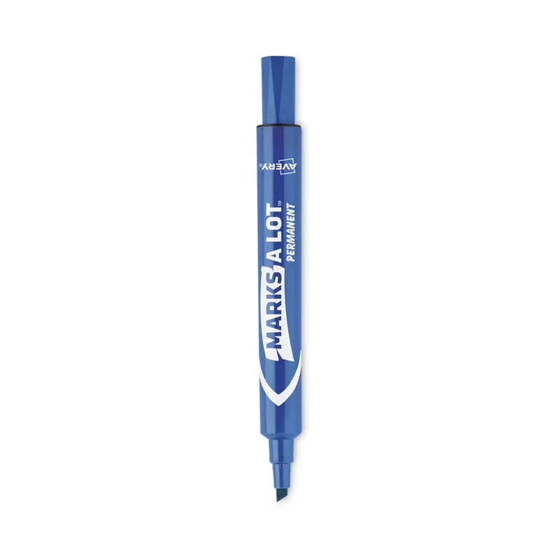 Avery MARKS A LOT Large Desk-Style Permanent Marker, Broad Chisel Tip, Blue, Dozen (8886) (AVE08886) Case of 12