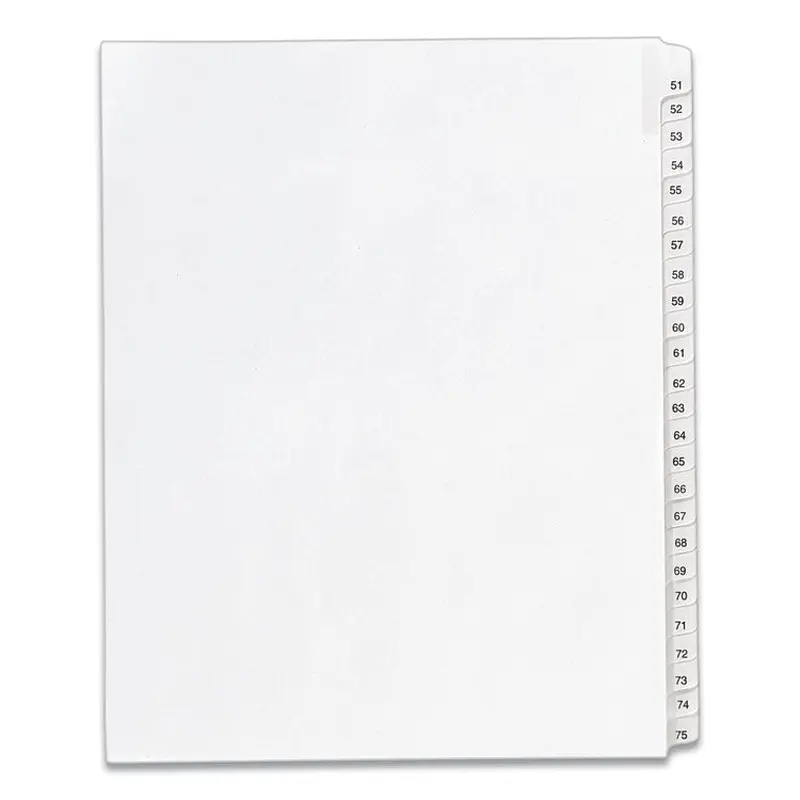Avery Preprinted Legal Exhibit Side Tab Index Dividers, Allstate Style, 25-Tab, 51 to 75, 11 x 8.5, White, 1 Set, (1703) (AVE01703) Pack of 25