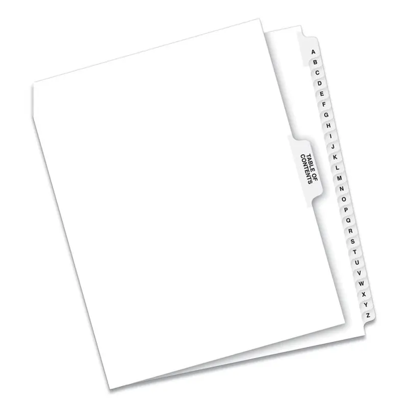 Avery Preprinted Legal Exhibit Side Tab Index Dividers, Avery Style, 27-Tab, A to Z, 11 x 8.5, White, 1 Set (AVE11374) Set of 27