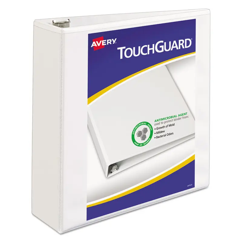 Avery TouchGuard Protection Heavy-Duty View Binders with Slant Rings, 3 Rings, 3" Capacity, 11 x 8.5, White (AVE17144) Each