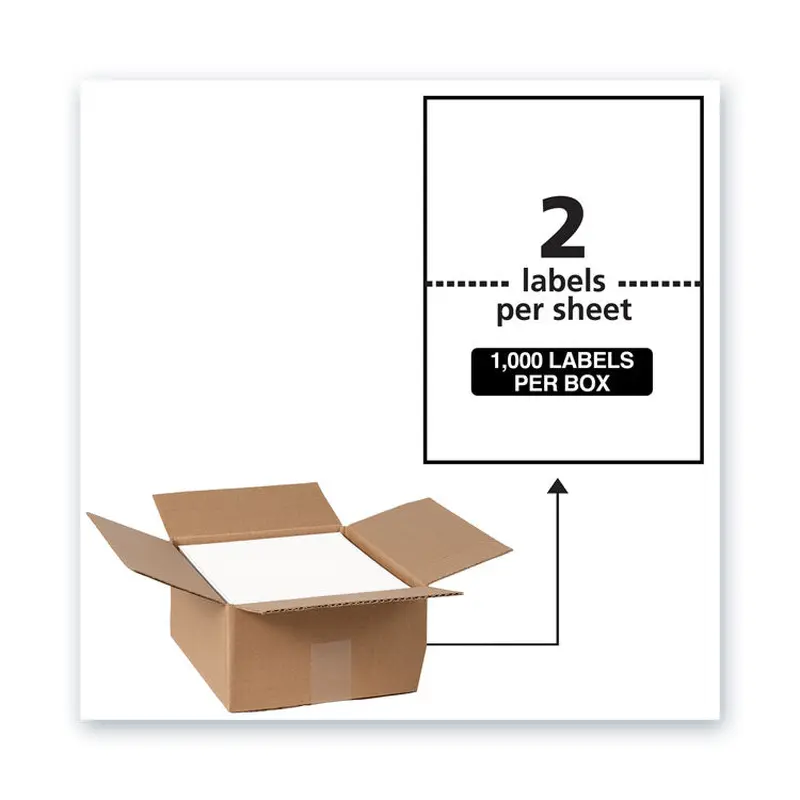 Avery Waterproof Shipping Labels with TrueBlock Technology, Laser Printers, 5.5 x 8.5, White, 2/Sheet, 500 Sheets/Box (AVE95526) Box of 1000