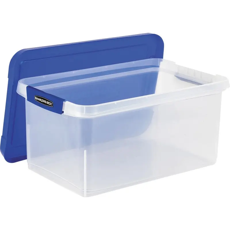 Bankers Box Heavy-Duty File Box - 14.2" x 22.4" Depth x 10.6",  - Clear Blue (FEL0086101) Each