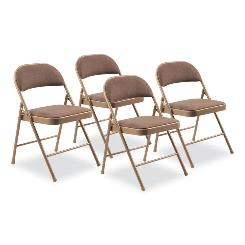 BASICS by NPS 970 Series Fabric Padded Steel Folding Chair, Supports 250 lb, 17.75" Seat Ht, Star Trail Brown, 4/CT, Ships in 1-3 Bus Days (NPS973) Case of 4