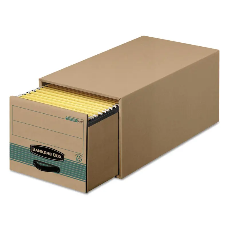 Bankers Box STOR/DRAWER STEEL PLUS Extra Space-Savings Storage Drawers, Legal Files, 16.75" x 25.5" x 11.5", Kraft/Green, 6/Carton (FEL1231201) Case of 6