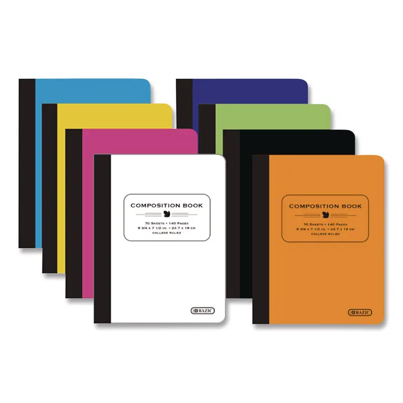 BAZIC Products Poly Cover Composition Books, Medium/College Rule, Randomly Assorted Cover Color, (70) 9.75 x 7 Sheets (BAZ5089) Each