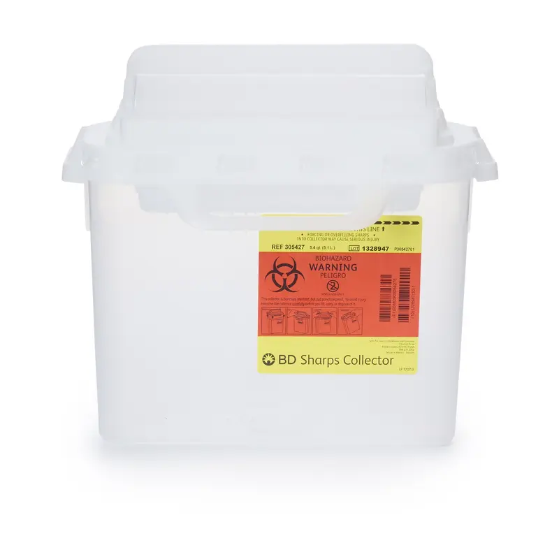 BD Sharps Container Translucent White Base 12 H X 12 W X 4-4/5 D Inch Horizontal Entry 1.35 Gallon (287479_CS) 12/CS