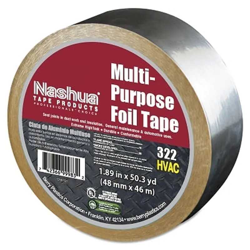 Berry 322 Multi-Purpose Plain Foil Tape, 2 in x 50 yd, 5 mil, Aluminum Silver (573-1087627) 1 Roll