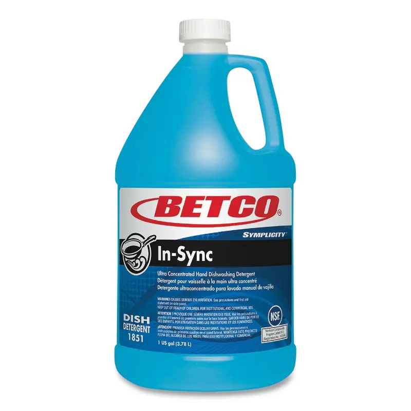 Betco Symplicity In-Sync Premium Hand Dishwashing Detergent, Fresh Ozonic Scent, 1 gal Bottle, 4/Carton (BET18510400) Case of 4