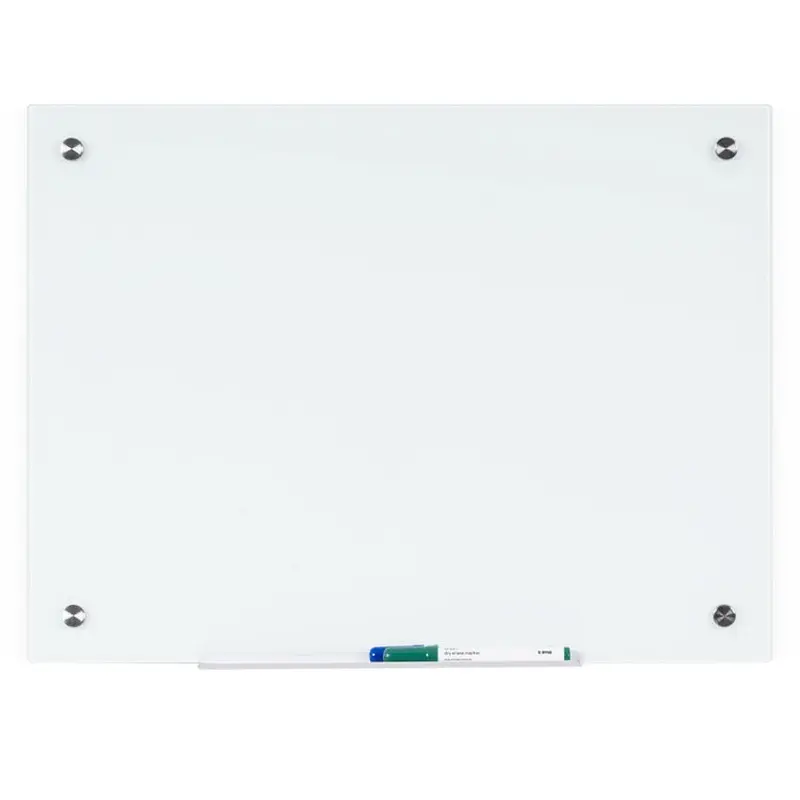 Bi-silque Magnetic Glass Dry Erase Board, 48" (4 ft) Width x 96" (8 ft) Height, White Glass Surface, Rectangle, Horizontal/Vertical (BVCGL250107) Each