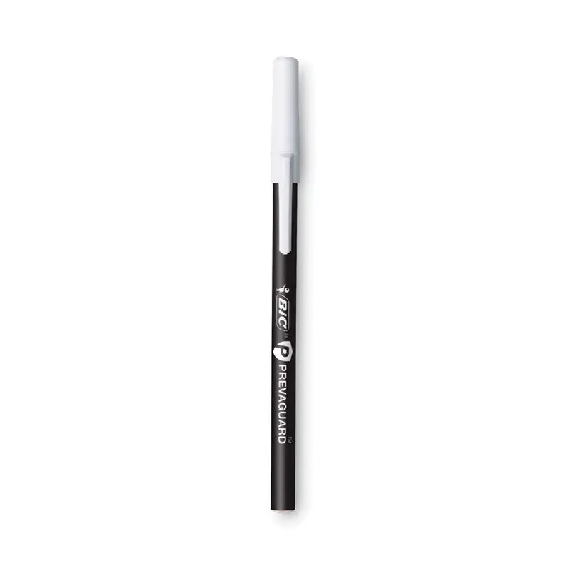 BIC PrevaGuard Round Stic Pen, Stick, Medium 1 mm, Black Ink, Black Barrel, 8/Pack (BICGSAMP81BK) Pack of 8