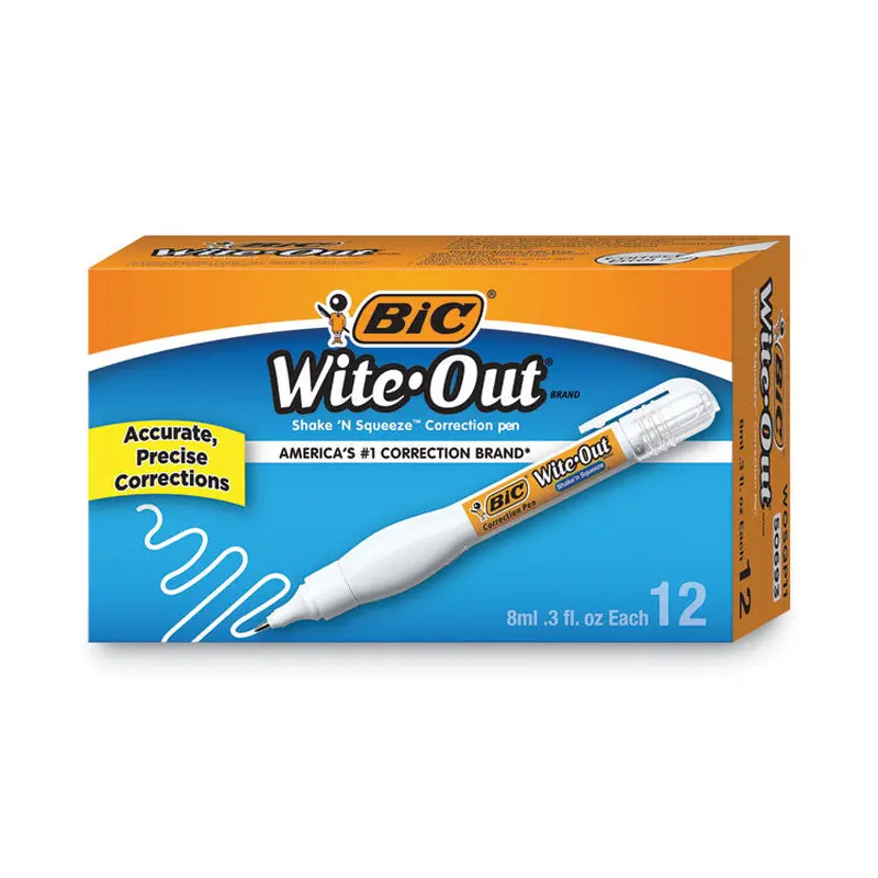 BIC Wite-Out Shake 'n Squeeze Correction Pen, 8 mL, White (BICWOSQP11) Each
