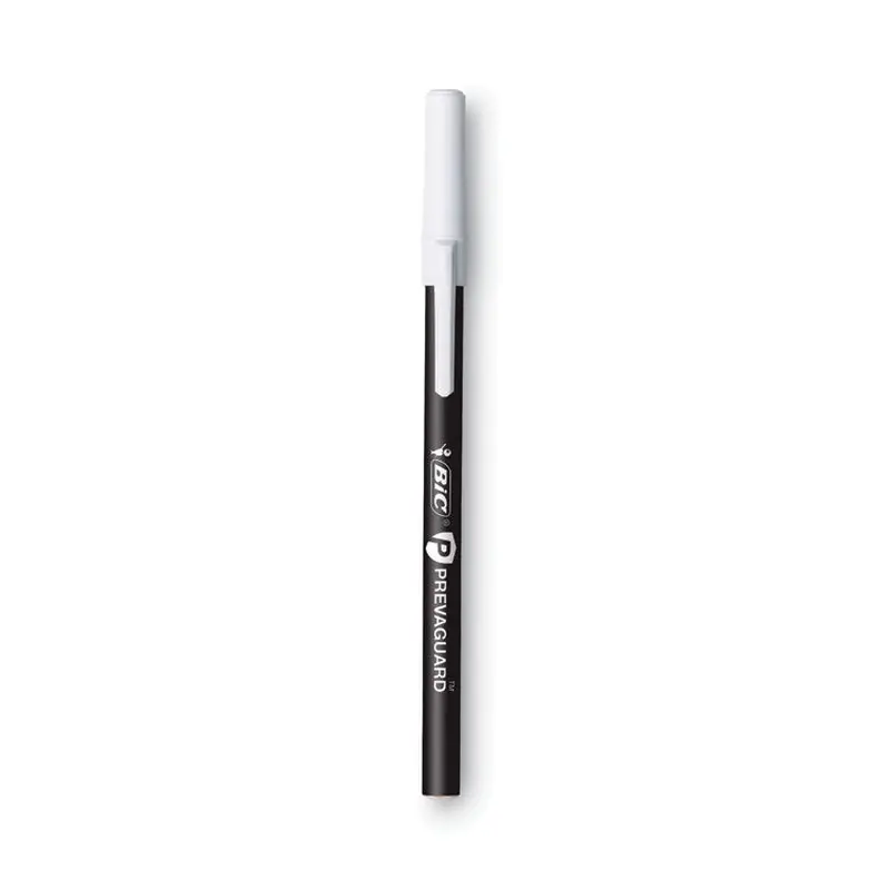 BIC PrevaGuard Round Stic Pen, Stick, Medium 1 mm, Black Ink, Black Barrel, Dozen (BICGSAM11BK) 1 Dozen