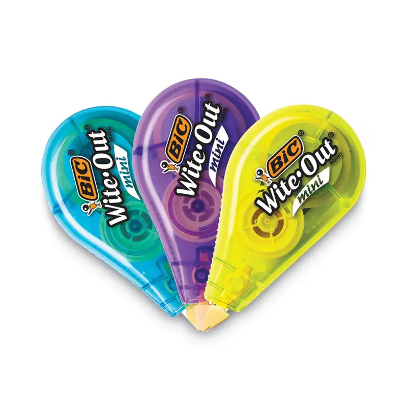 BIC Wite-Out Brand Mini Correction Tape, Non-Refillable, 0.2" x 26.2 ft, Assorted, Dozen (BICWOTM11) Box of 12
