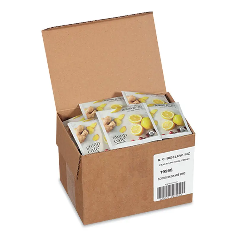Bigelow steep Cafe Organic Herbal Tea, Lemon Ginger, 50 Bags/Carton (BTCRCB19968) Case of 50