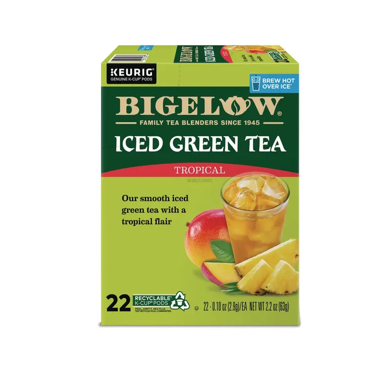 Bigelow Tropical Iced Green Tea, K-Cup, 0.10 oz, 22/Box (GMT2870) Box of 22