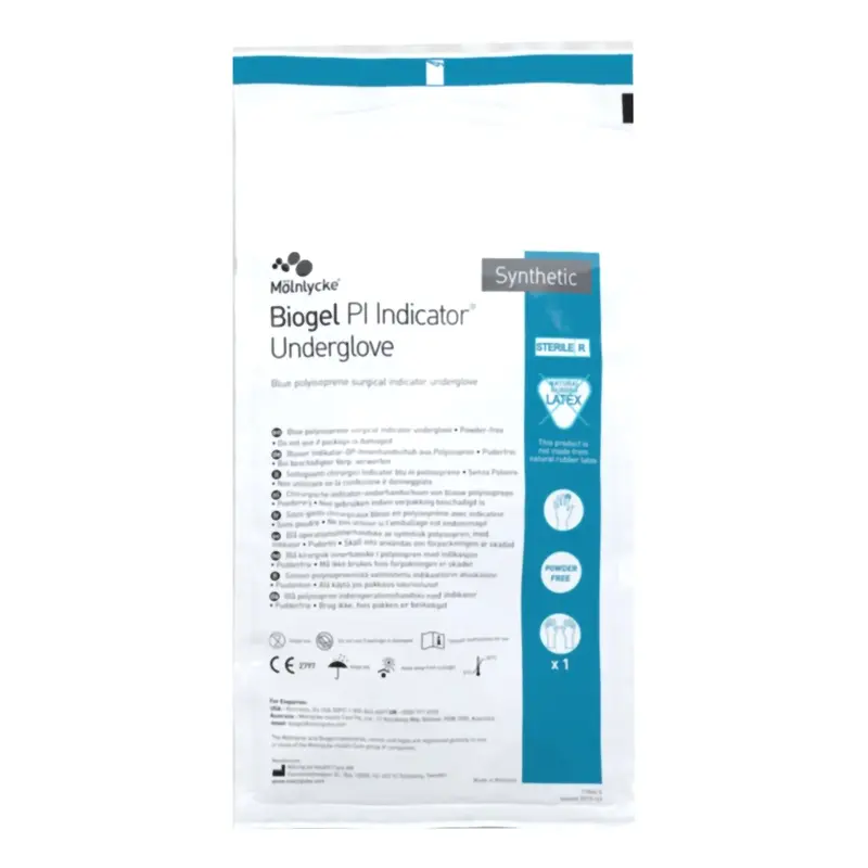 Biogel PI Indicator Underglove Surgical Underglove Size 7.5 Sterile Polyisoprene Standard Cuff Length Smooth Blue Chemo Tested (689034_CS) 200/CS