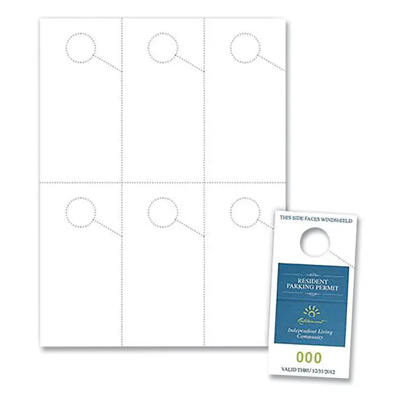 Blanks/USA Micro-Perforated Parking Pass, 110 lb Index Weight, 8.25 x 11, White, 6 Passes/Sheet, 50 Sheets/Pack (BLA06057SWH) Each