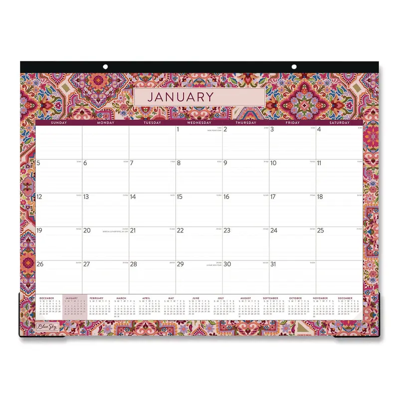 Blue Sky Amalia Desk Pad Calendar, Mandala Artwork, 22 x 17, White/Multicolor Sheets, Black Headband, 12-Month (Jan to Dec): 2025 (BLS14877325) Each
