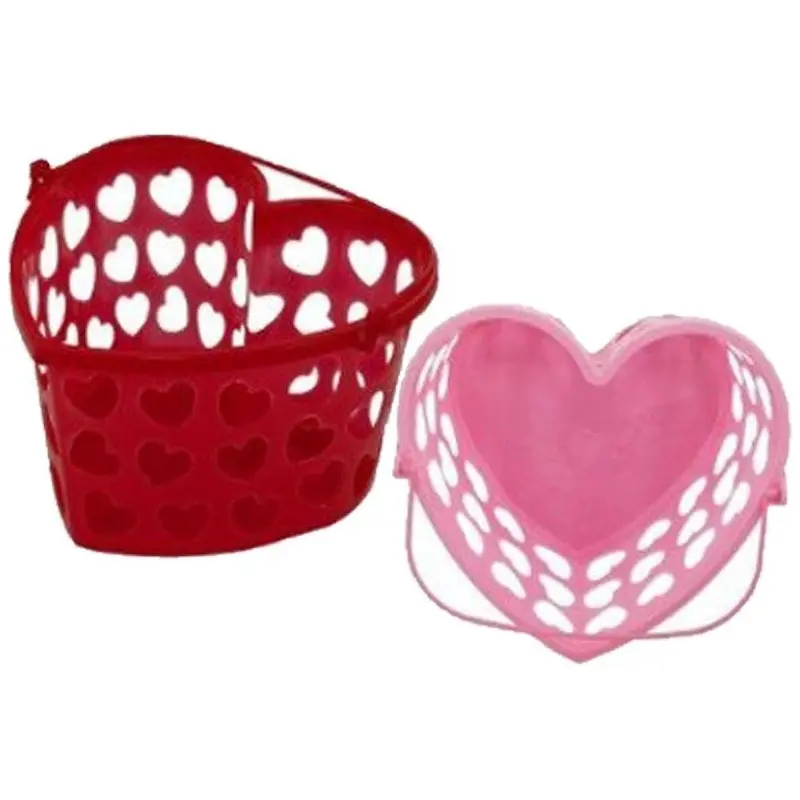 BASKET HEART SHAPE PLASTICRED
