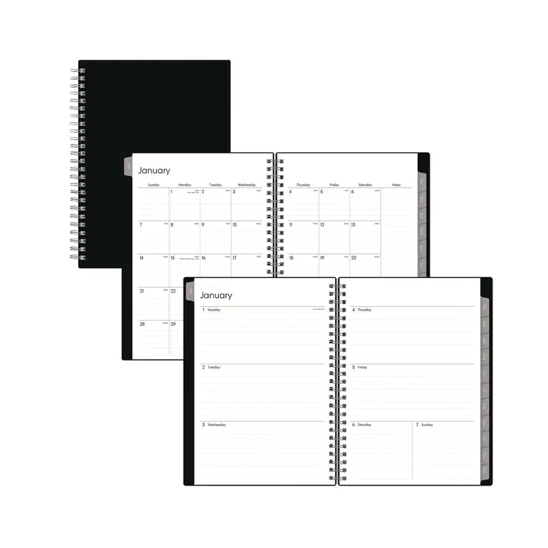 Blue Sky Enterprise Weekly/Monthly Notes Planner, 8.63" x 5.88", Black Cover, 12-Month (Jan to Dec): 2026 (BLS131793) Each