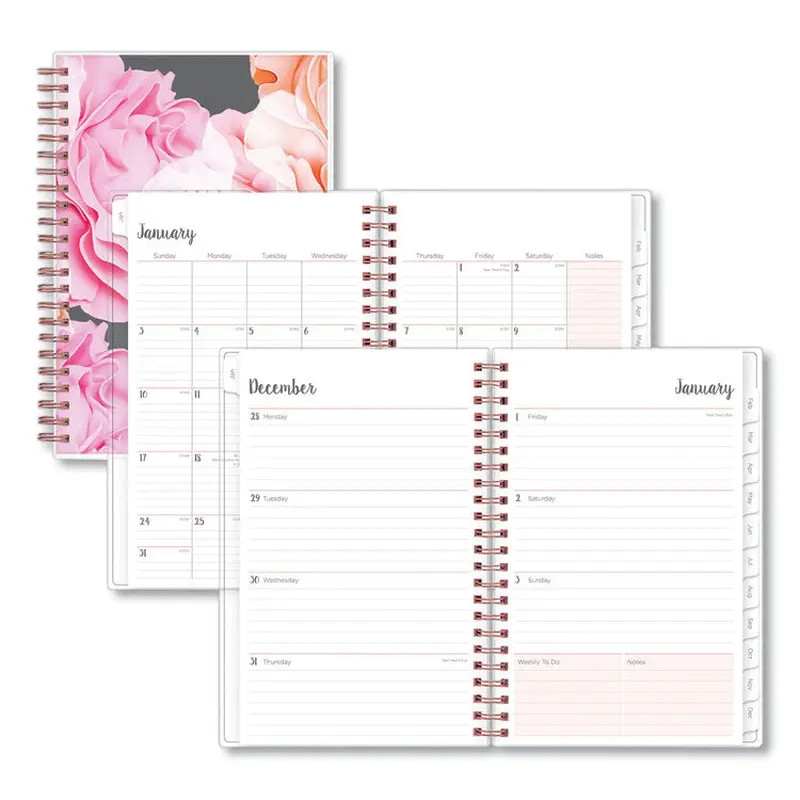 Blue Sky Joselyn Weekly/Monthly Planner, Floral Artwork, 8 x 5, Pink/Peach/Black Cover, 12-Month (Jan to Dec): 2026 (BLS110396) Each