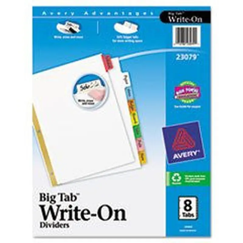 BIG TAB WRITE & ERASE DIVIDER MULTICOLOR 8 TAB