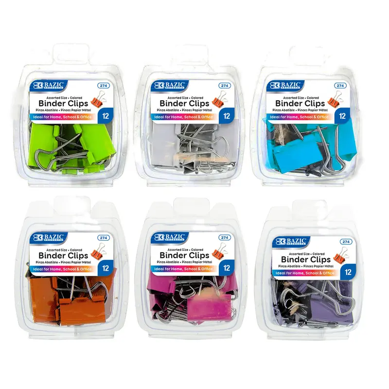 BINDER CLIP ASSORTED SIZES AND COLORS PQ.12Pink